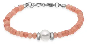 Troli Něžný růžový korálkový náramek s perlou VESB0712S-A
