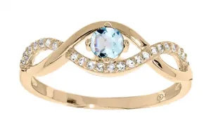 Troli Půvabný pozlacený prsten s modrým topazem PO/SR00716TP 50 mm