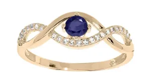 Troli Půvabný pozlacený prsten s modrým zirkonem PO/SR00716N 54 mm