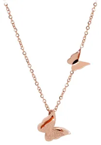 Troli Růžově pozlacený motýlí náhrdelník Metal Butterfly KNSC-257-RG