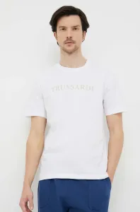 Bavlněné tričko Trussardi bílá barva, s potiskem #4315251
