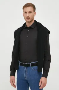 Košile Trussardi pánská, černá barva, slim, s italským límcem #6066221