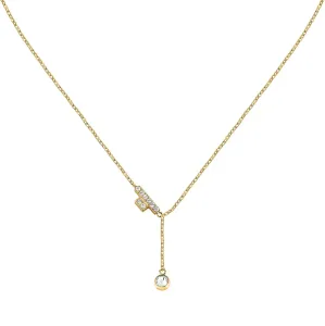 Trussardi Jemný pozlacený náhrdelník s krystaly T-Logo TJAXC07