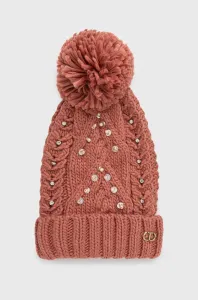 Čepice Twinset růžová barva, z tenké pleteniny