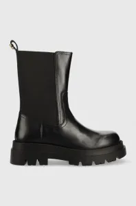 Kožené kotníkové boty Twinset Chelsea dámské, černá barva, na plochém podpatku #5559867