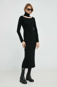 Šaty z vlněné směsi Twinset černá barva, midi #5215809