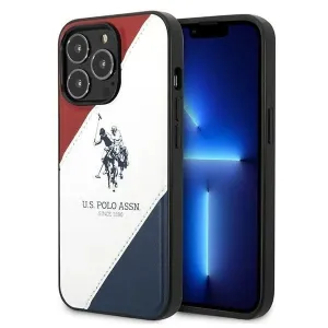 Pouzdro U.S. Polo Assn. Tricolor Embossed pro iPhone 14 Pro Max - bílé