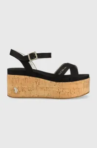 Sandály U.S. Polo Assn. LOREN dámské, černá barva, na klínku, LOREN002D #5050950