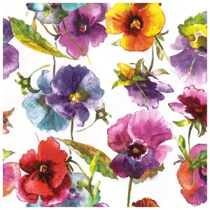 Ubrousky na dekupáž Watercolour flowers - 1 ks (Ubrousky na dekupáž)