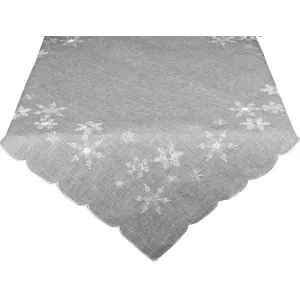 Ubrus Vánoční, Sněhové vločky, šedý 40 x 140 cm