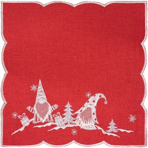 Ubrus Vánoční, Vánoční trpaslíci, červený 35 x 35 cm