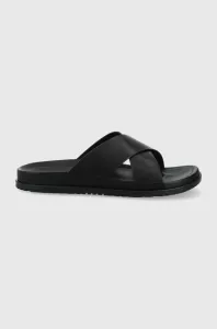 Kožené pantofle UGG Wainscott Slide pánské, černá barva #4689485