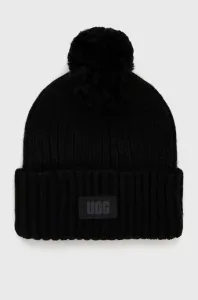 Čepice z vlněné směsi UGG černá barva, z husté pleteniny