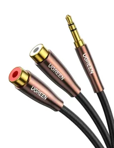 Ugreen AV194 audio kabel 3.5 mm jack / 2xRCA 25cm, černý (AV194 50129)