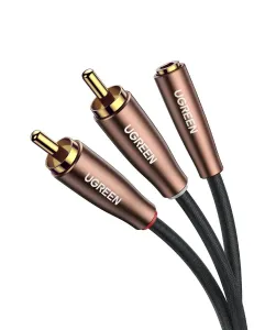 Ugreen AV198 audio kabel 3.5 mm jack / 2x RCA F/M 1m, hnedý (AV198 50130)