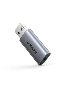 UGREEN CM383 Audio adaptér, USB na 3,5mm mini jack, AUX (šedý)
