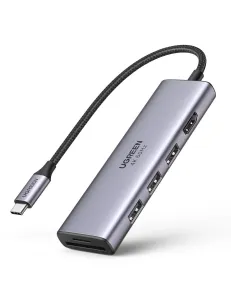 Adaptér 5 v 1 UGREEN CM511 Rozbočovač USB-C na 3 porty USB3.0 + HDMI + TF/SD (šedý)