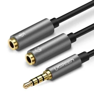 UGREEN AUX audio rozbočovač UGREEN kabel mini jack 3,5 mm (samec) na sluchátka + mikrofon (samice), 20 cm