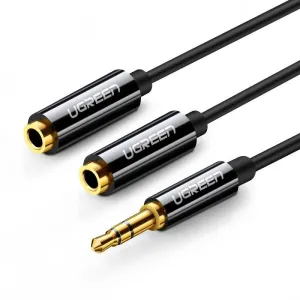 Audio rozbočovač AUX 3,5 mm jack kabel UGREEN AV123, 25 cm (černý)