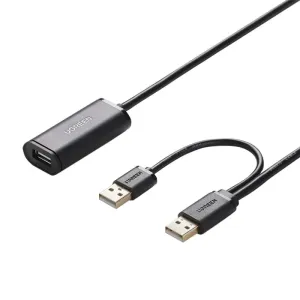 UGREEN US137, 2x USB 2.0 extension cable, active, 10m (black)