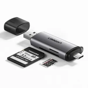Ugreen CM184 adaptér USB-C TF + čtečka karet SD / microSD, sivá (50706)