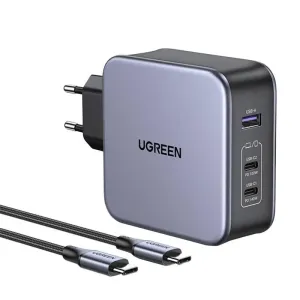 Síťová nabíječka UGREEN CD289, 2x USB-C, 1x USB-A, GaN, 140W, kabel 2m (černá)