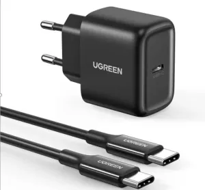 Síťová nabíječka UGREEN CD250, 25 W, USB-C (černá) + kabel USB-C na USB-C, 2 m (černý) #1400034