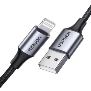 Kabel Lightning na USB UGREEN 2,4A US199, 1m (černý)