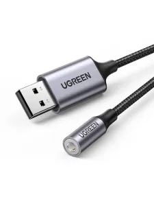 UGREEN USB 2.0 to 3.5mm Audio Adapter Aluminum Alloy 25cm (Dark Gray)