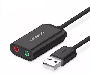 Ugreen US205 USB externí zvuková karta 15cm, černá (30724)