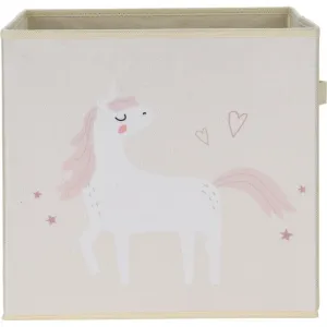 Dětský textilní box Unicorn dream bílá, 32 x 32 x 30 cm
