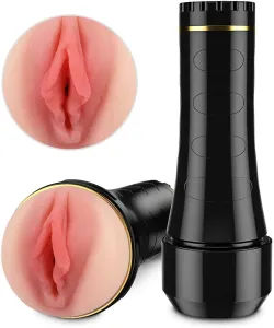 Tracys Dog Cup - masturbátor realistická vagína v pouzdře (černo-tělová barva)
