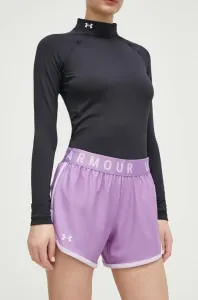 Tréninkové šortky Under Armour dámské, fialová barva, s potiskem, medium waist, 1355791