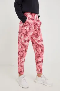 Tréninkové kalhoty Under Armour Rival dámské, růžová barva, vzorované