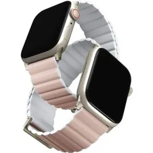 Uniq Revix Premium Edition Reversible Magnetic řemínek pro Apple Watch 41/40/38mm růžový/bílý