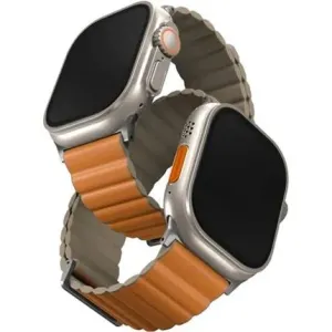 Uniq Revix Premium Edition Reversible Magnetic řemínek pro Apple Watch 49/45/44/42mm oranžový/khaki