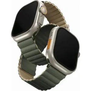 Uniq Revix Reversible Magnetic řemínek pro Apple Watch 42/44/45/Ultra 49mm zelený/hnědý