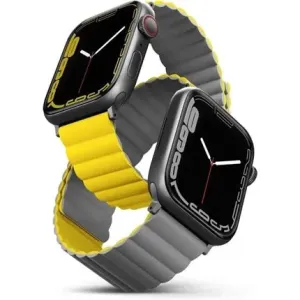 Uniq Revix Reversible Magnetic řemínek pro Apple Watch 42/44/45/Ultra 49mm žlutý/šedý