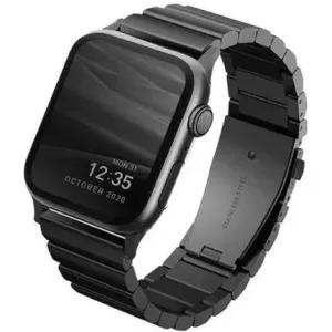 Uniq Strova Apple Watch článkový ocelový řemínek 42/44/45/Ultra 49mm černý