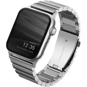 Uniq Strova Apple Watch článkový ocelový řemínek 42/44/45/Ultra 49mm stříbrný