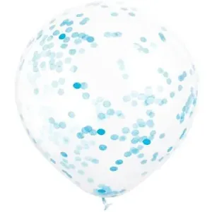 Balónky 30cm - průhledné s modrými konfetami - 6 ks