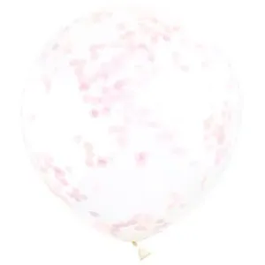 Balónky 30cm - průhledné s růžovými konfetami - 6 ks