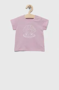 Bavlněné dětské tričko United Colors of Benetton růžová barva