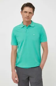 Bavlněné polo tričko United Colors of Benetton zelená barva