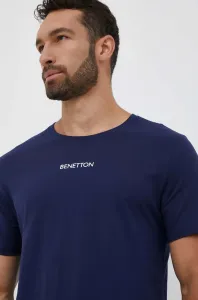 Bavlněné tričko United Colors of Benetton tmavomodrá barva, s potiskem