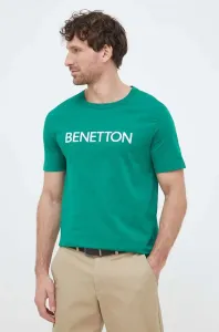 Bavlněné tričko United Colors of Benetton zelená barva, s potiskem #5046808