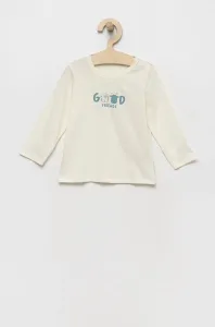 Dětská bavlněná košile s dlouhým rukávem United Colors of Benetton béžová barva