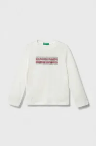 Dětská bavlněná košile s dlouhým rukávem United Colors of Benetton bílá barva #5679993