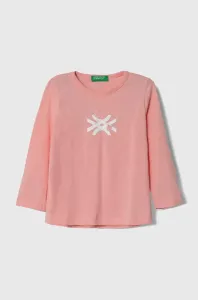 Dětská bavlněná košile s dlouhým rukávem United Colors of Benetton růžová barva #5679977