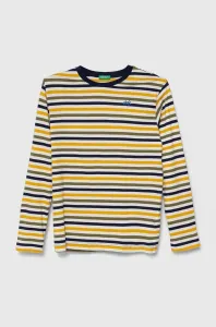 Dětská bavlněná košile s dlouhým rukávem United Colors of Benetton žlutá barva